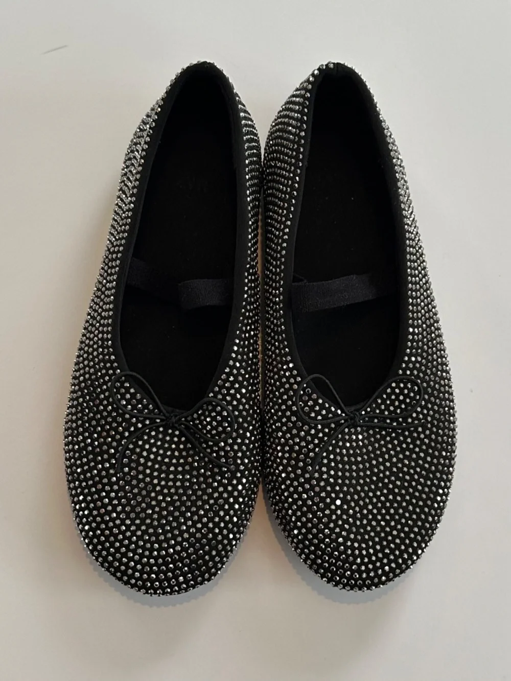 Zara | Black Rhinestone Ballet Flats | Size 29